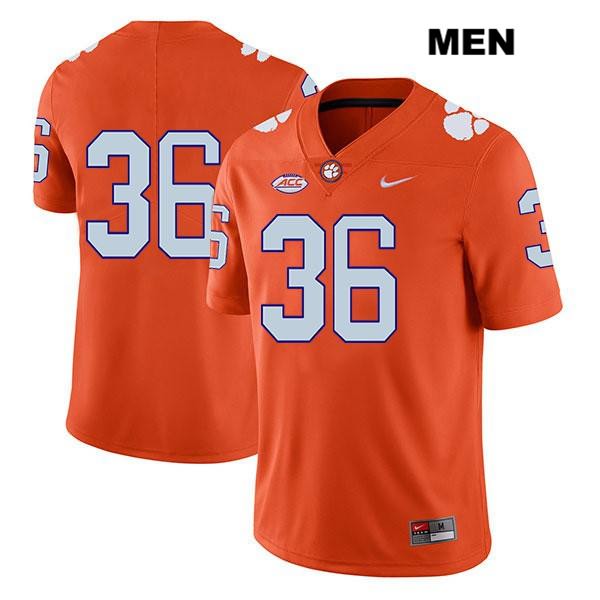 Men's Clemson Tigers #36 Lannden Zanders Stitched Orange Legend Authentic Nike No Name NCAA College Football Jersey UVZ3646XS